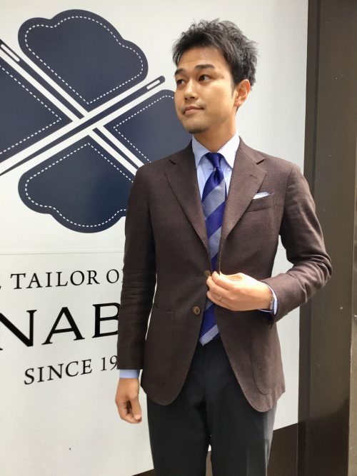 ブラウンジャケット コーディネート オーダースーツは完全国内縫製のhanabishi ハナビシ