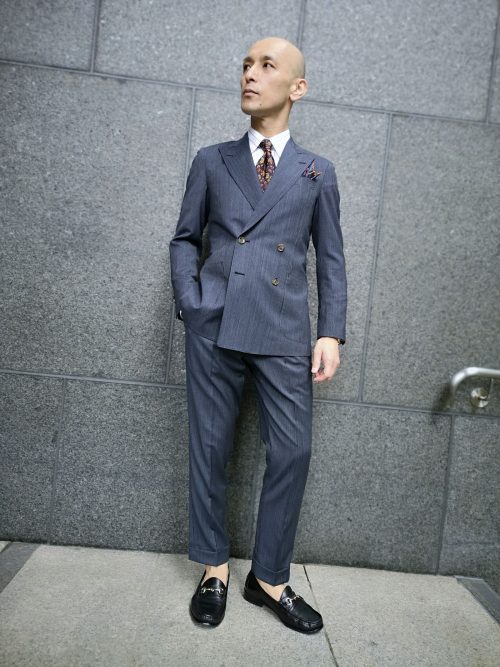 ロロ・ピアーナ☆スーツ☆パターンオーダー■サイズＡＢ４■毛８０％・絹２０％★黒無地★ユーズド◆良品 Loro Piana～ロロ・ピアーナ～」ダブルスーツ | オーダースーツは完全